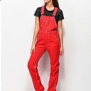 Dickies Twill Red Overalls Sz S. NWT